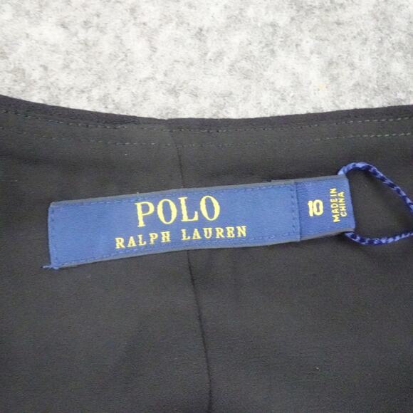 Polo Ralph Lauren Dress Womens 10 Lined Spaghetti Strap Black Wool Blend Flowy B - Picture 6 of 12